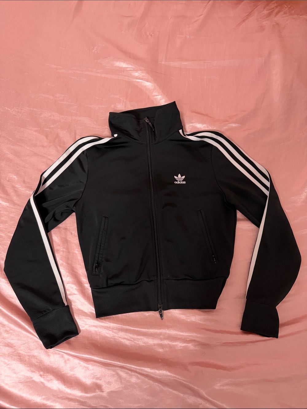 adidas Black Track Bomber Jacket with White Three Stripes - Women